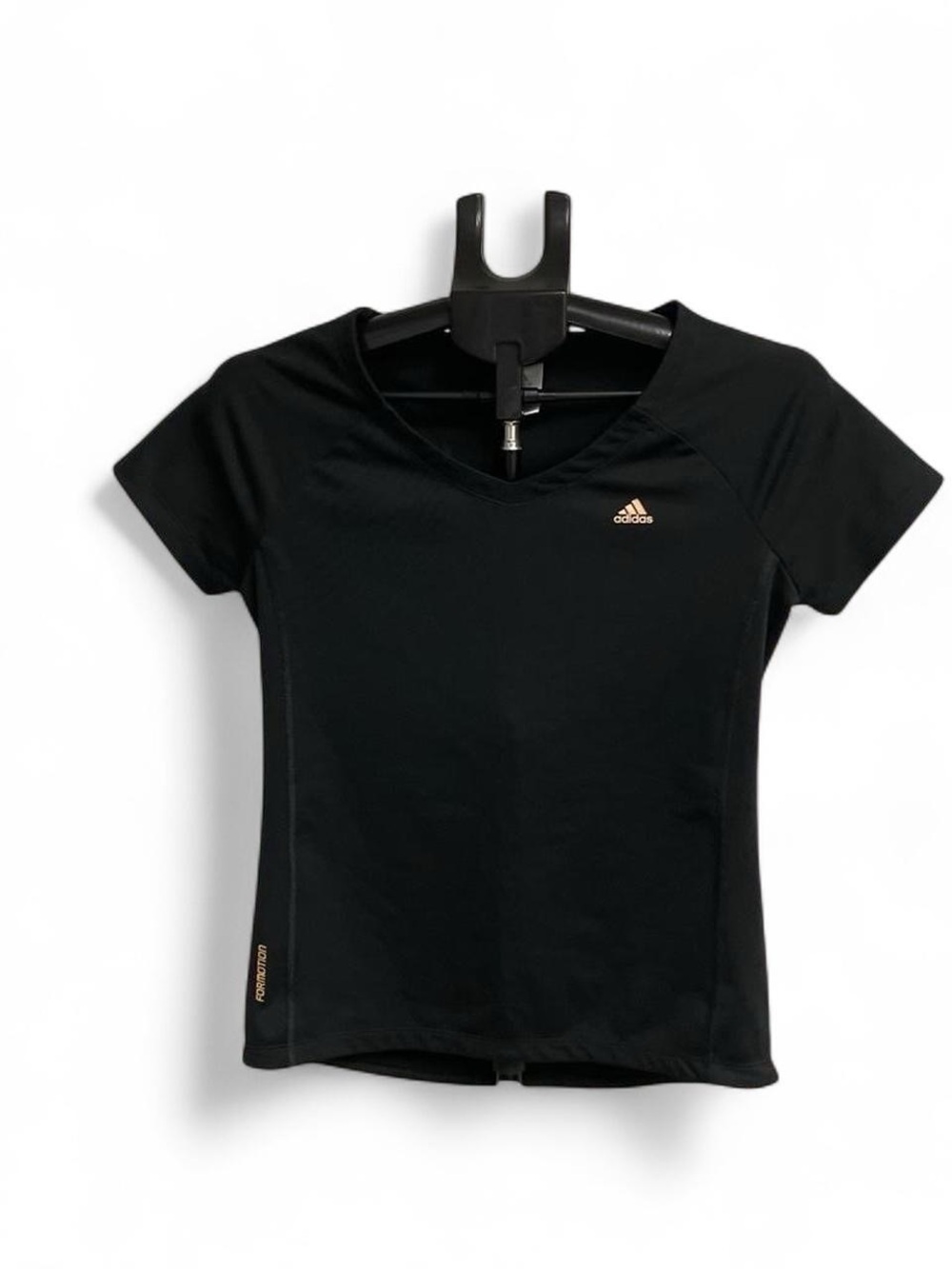 adidas Black V-Neck Short Sleeve Athletic Tee